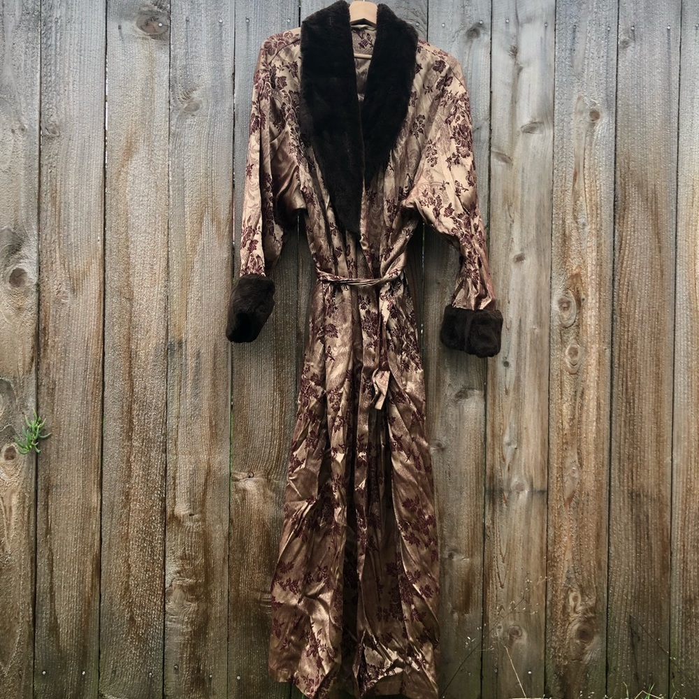Vintage faux fur trimmed Victoria’s Secret robe